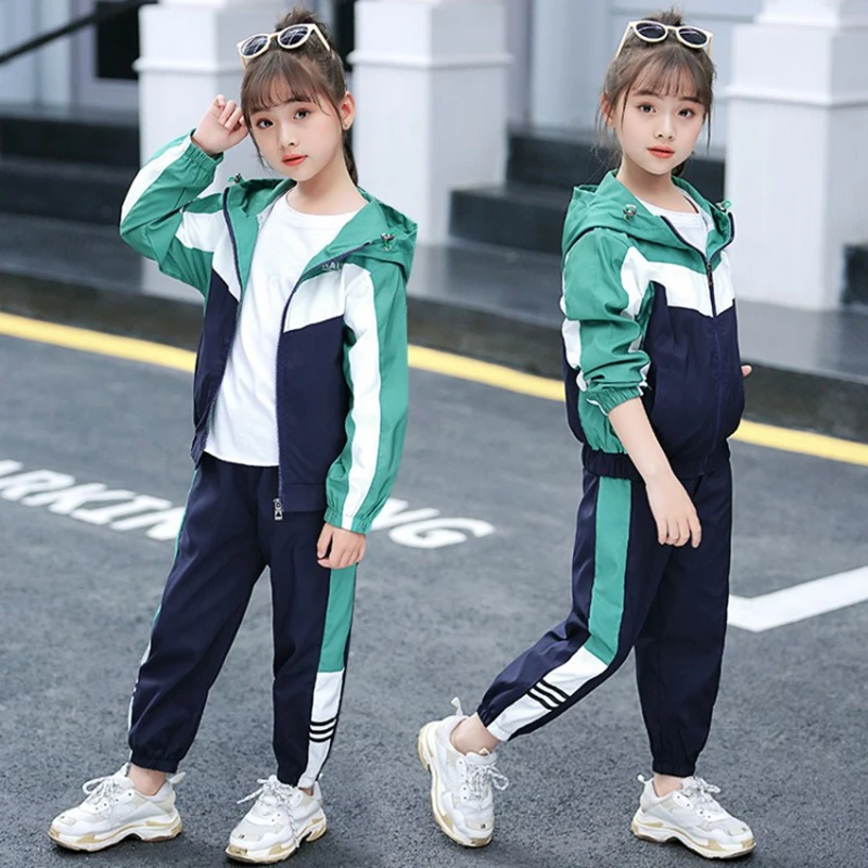 New Girls Clothing Sets Teenage Autumn Tracksuit Kids Plus Size Sportswear Girls Suit Costume Sports Suits 6 8 10 12 Years