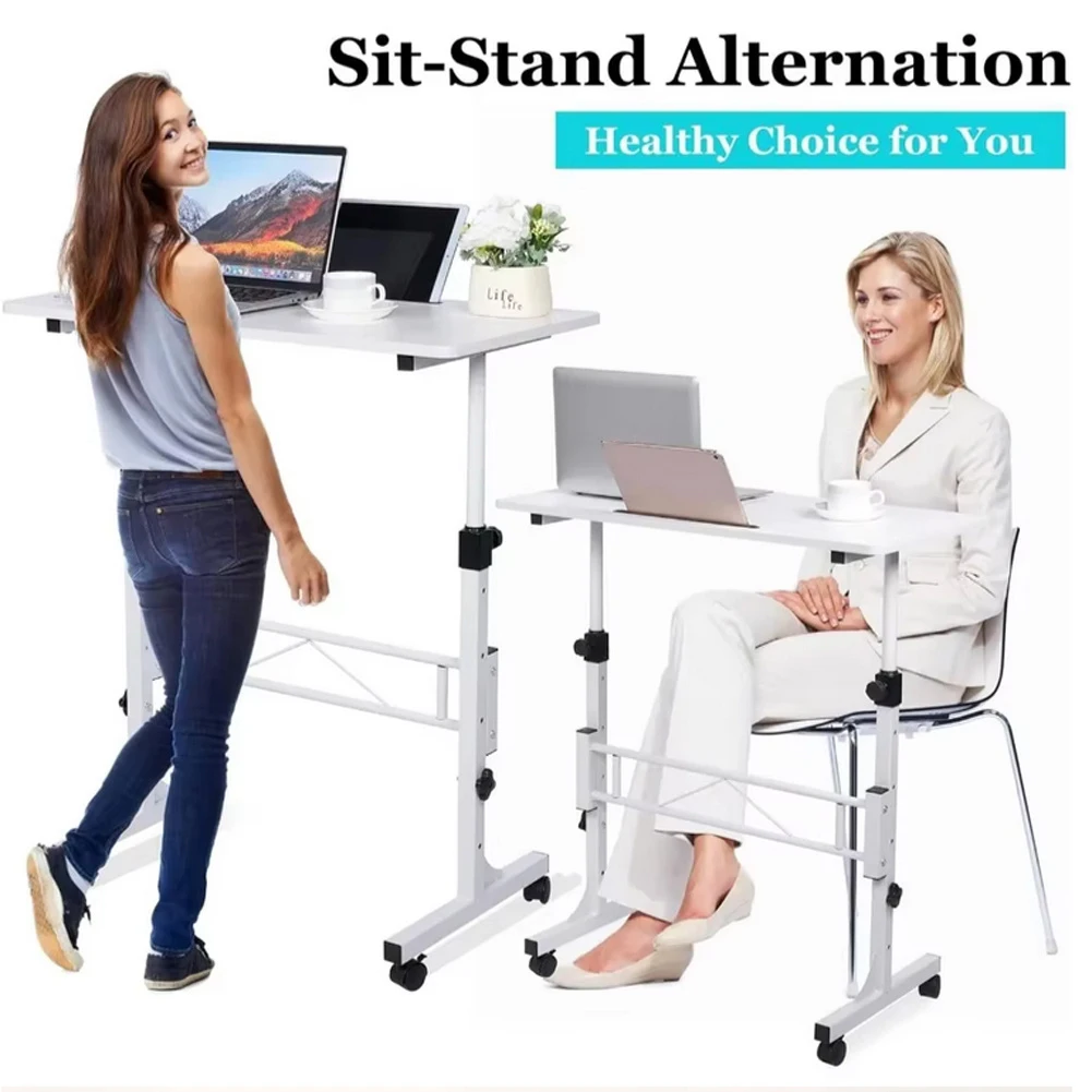 Mobile Standing Desk Adjustable Height, Small Standing Desk with Wheels, Portable Laptop Table, Standing Computer Desk Adjust