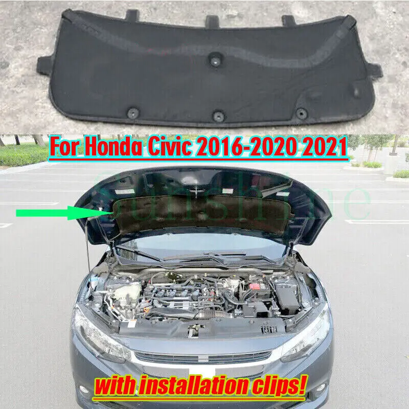 

For Honda Civic 2016-2020 2021 Front Cover Hood Insulation Pad Liner Heat Shield