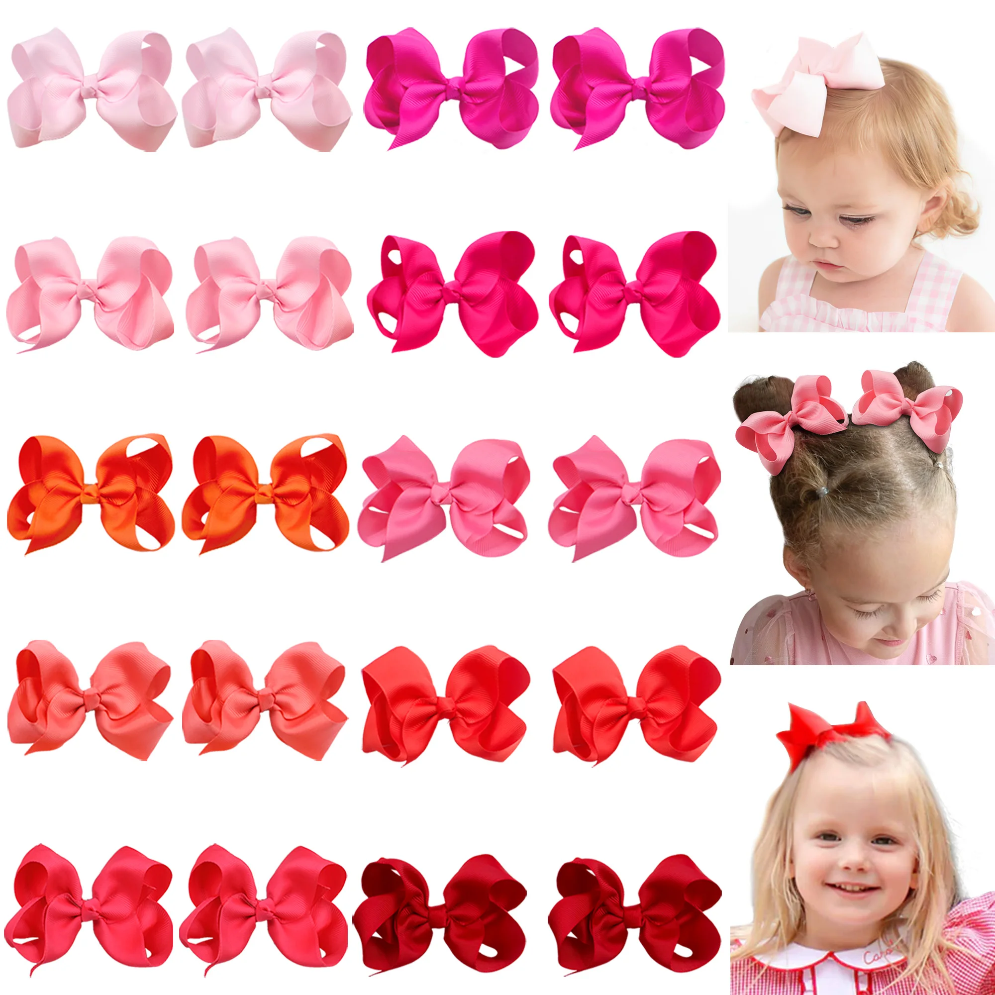 

20 Pcs 4'' Cute Solid Grosgrain Ribbon Bowknot Hair Clips For Girls Handmade Hairpins Barrettes Headwear Kids Hair Accessories