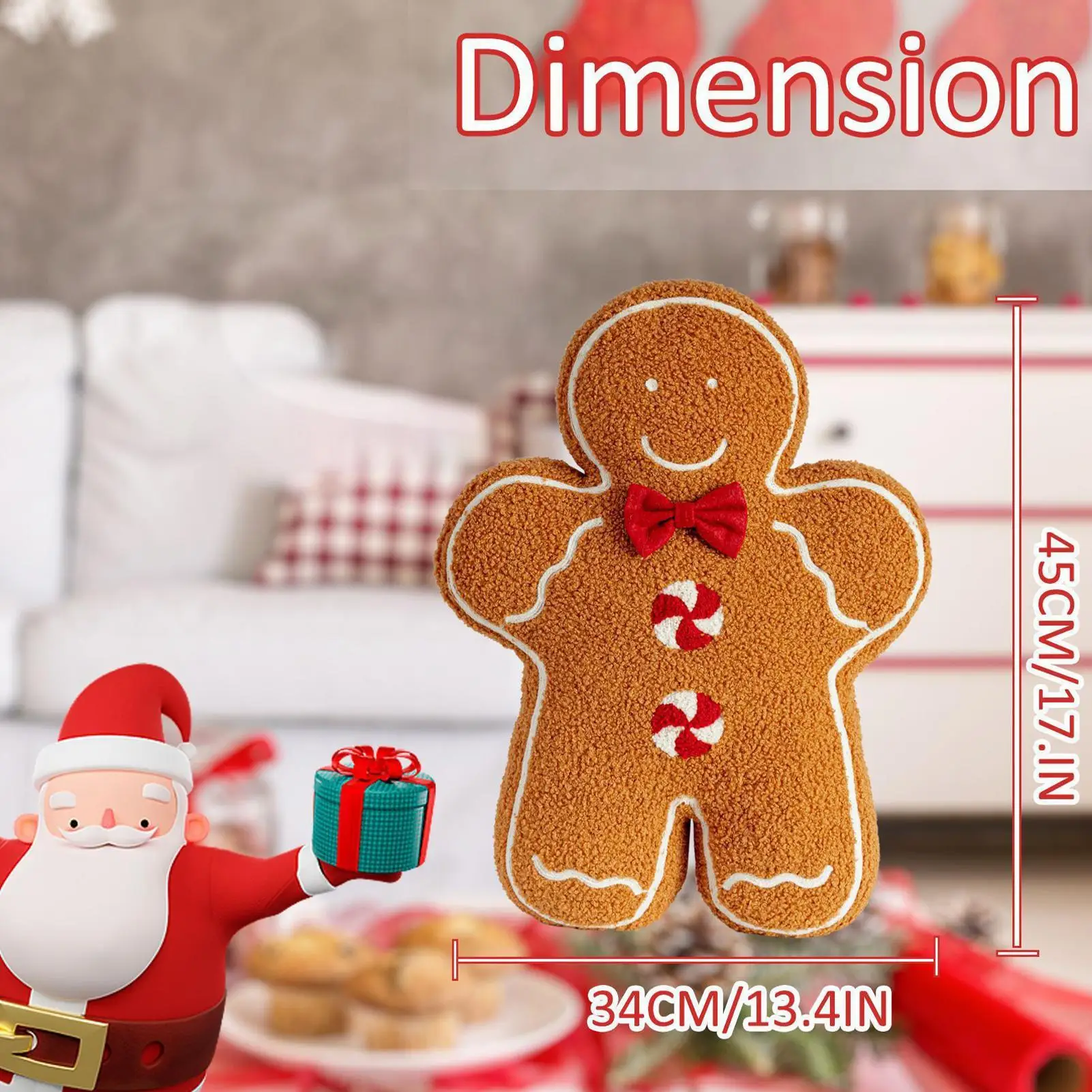 

Пряничный человечек, плюшевый рождественский милый домашний декор, 45 см, праздничные фигурки, плюшевые игрушки для детей, мальчиков и девочек, гостиная, спальня, диван