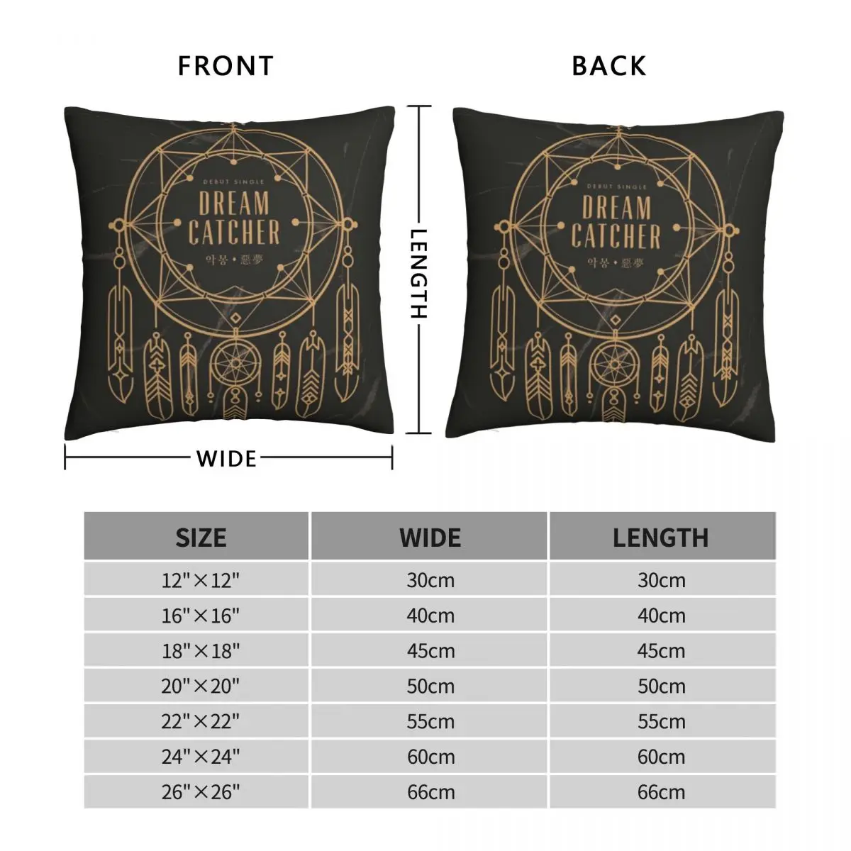 DREAMCATCHER KPOP Square Pillowcase Polyester Linen Velvet Creative Zip Decor Bed Cushion Case 45x45