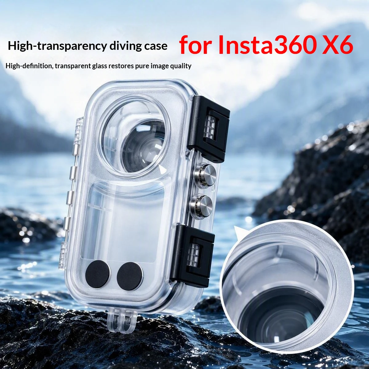 45M Invisible Dive Shell Waterproof Housing for Insta360 X6 Diving Case Anti Fog Safety Lock Clear Lens Action Camera Protective