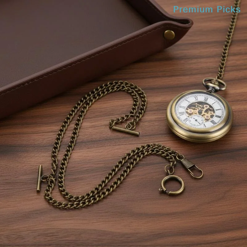 portableDouble Chain Pocket Watch Chain Curb Link Chain Clip Pocket Chain For Men And Women For Christmas And Father's Day Gift