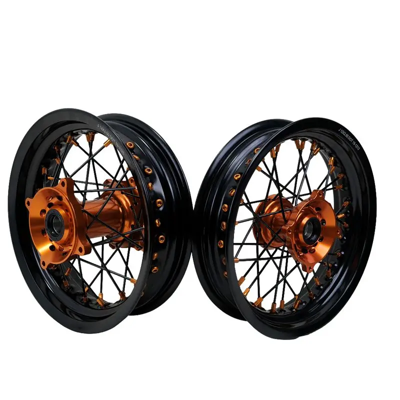 

Новые оранжевые сменные колеса из анодированного алюминиевого сплава для электросупермотоциклов, 19/16 дюймов, гарантия 12 месяцев