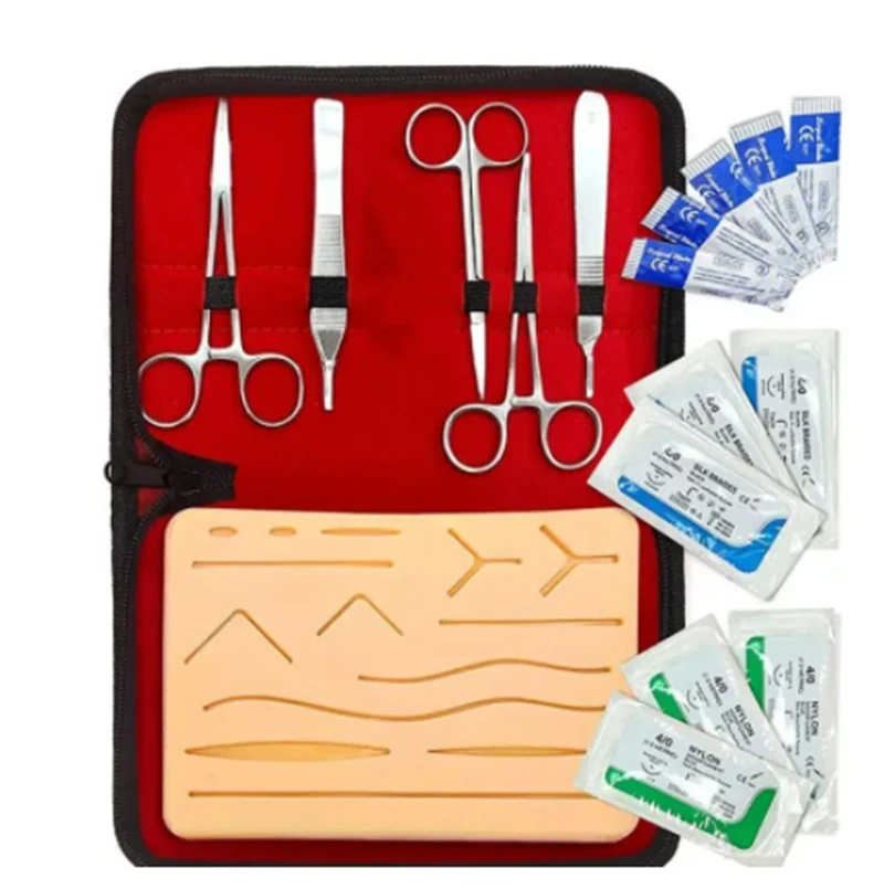 Kit d'entraînement à la suture pour la peau, coussin d'entraînement, outil de ciseaux, équipement fushia, générateurs, modèle de pratique, fonctionnement