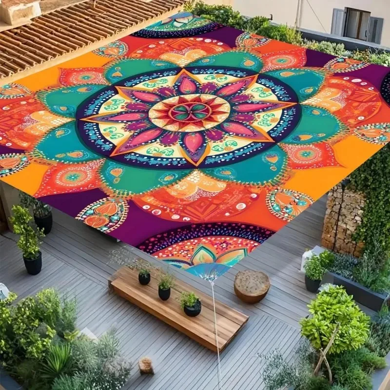 Sunshade Canopy Lightweight Polyester Bohemian Floral Sunshade for Beach Camping Garden Picnics Outdoor Adventure Shade