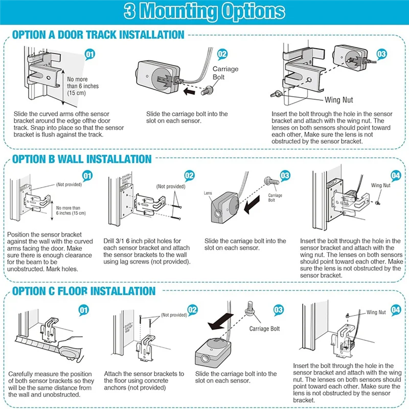 Safety Sensor With Bracket Replacement For 41A5034, Safety Sensor  Eyes With Garage Door Sensors Bracket Compatiblem12k