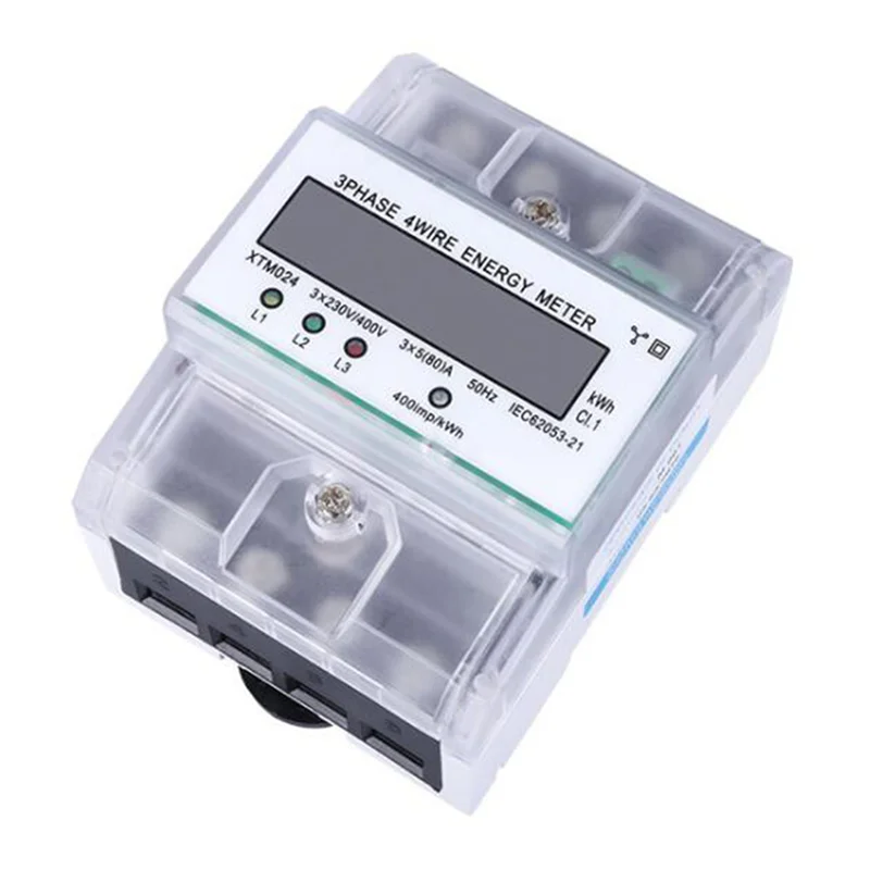 

A20F-4X 3 Phase 4 Wire Energy Meter 220/380V 5-80A Energy Consumption Kwh Meter DIN Rail Installation Digital Power Meter