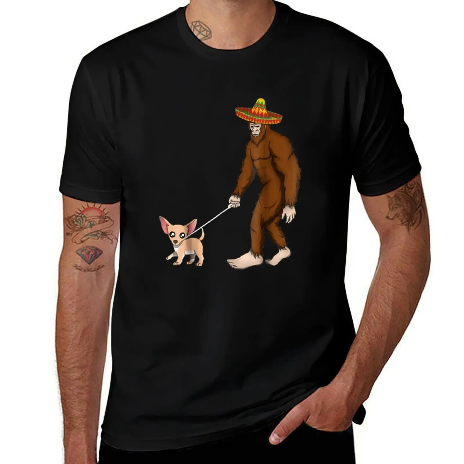 

Bigfoot And Chihuahua Funny Gift Gift For Chihuahua Lover Dog Lover Gift Idea T-Shirt graphic t shirts for man T-Shirt