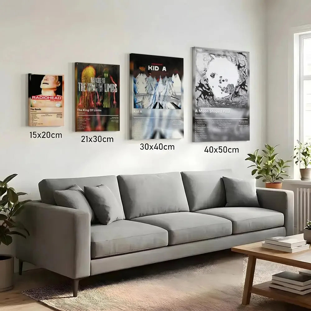R-Radiohead Album Cover Band Painting Calligraphy HD Canvas Print Poster Wall Art | Optional Frame | Modern Hallway Decor
