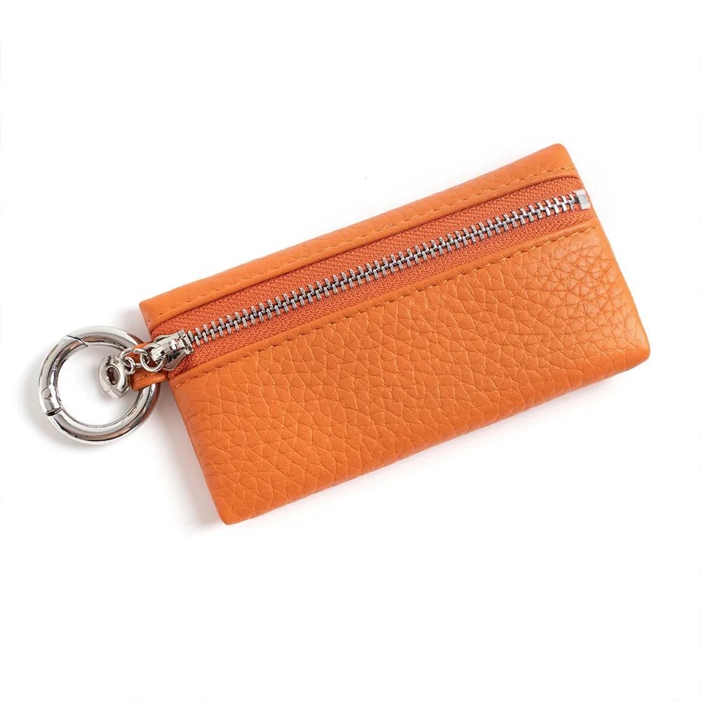 Новый кошелек для монет из натуральной кожи, однотонная сумка для хранения на молнии, маленькая сумка для ключей
