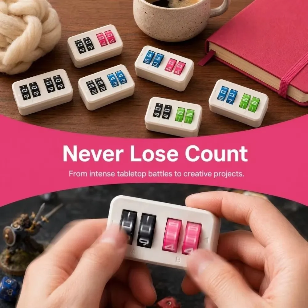 4 Digit Display Board Game Score Tracker Flexible Adjustable Rotating Number Dials 4 Digit Life Counter Self Discipline Design