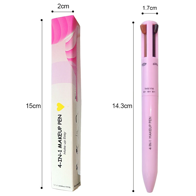 4 in 1 Makeup Pen Eyebrow Eyeliner Highlighter Lip Liner Lips Gloss Pen Multifunctional Convenient Cosmetics Ballpoint Pencil