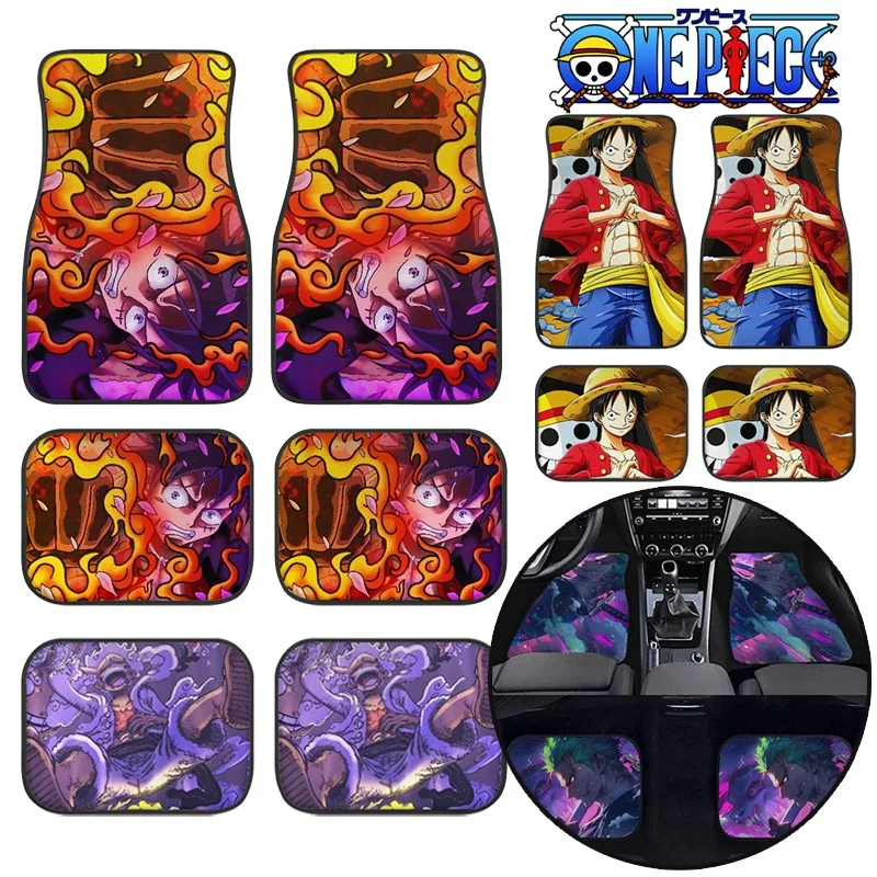 

4Pcs One Piece Anime Car Floor Mats Interior Accessories Universal Car Non-slip Floor Mats Decoration Dirt-resistant Front Mats
