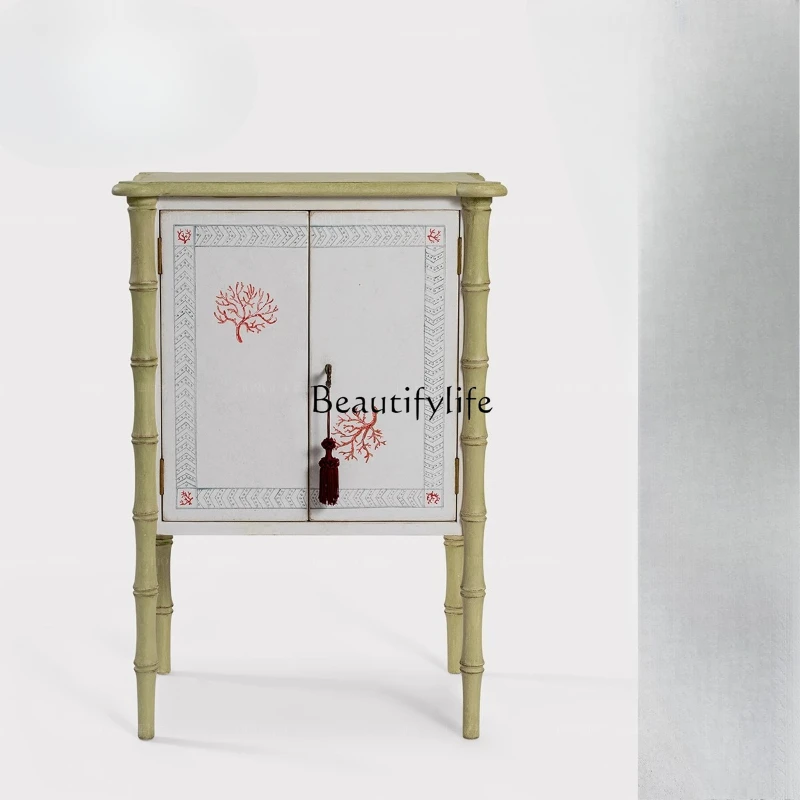 

French style Chinese wind bed head locker retro storage bedroom storage cabinet