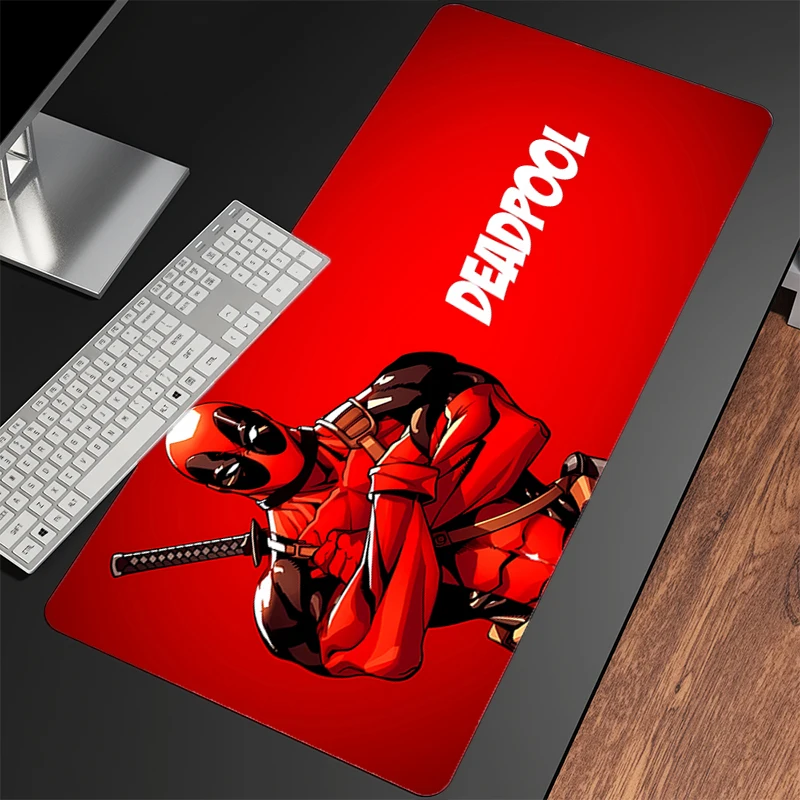 Alfombrilla de ratón Deadpool, accesorios para juegos de Anime, alfombra blanca con borde XXL grande, alfombrilla para teclado de ordenador, alfombrilla de escritorio de goma