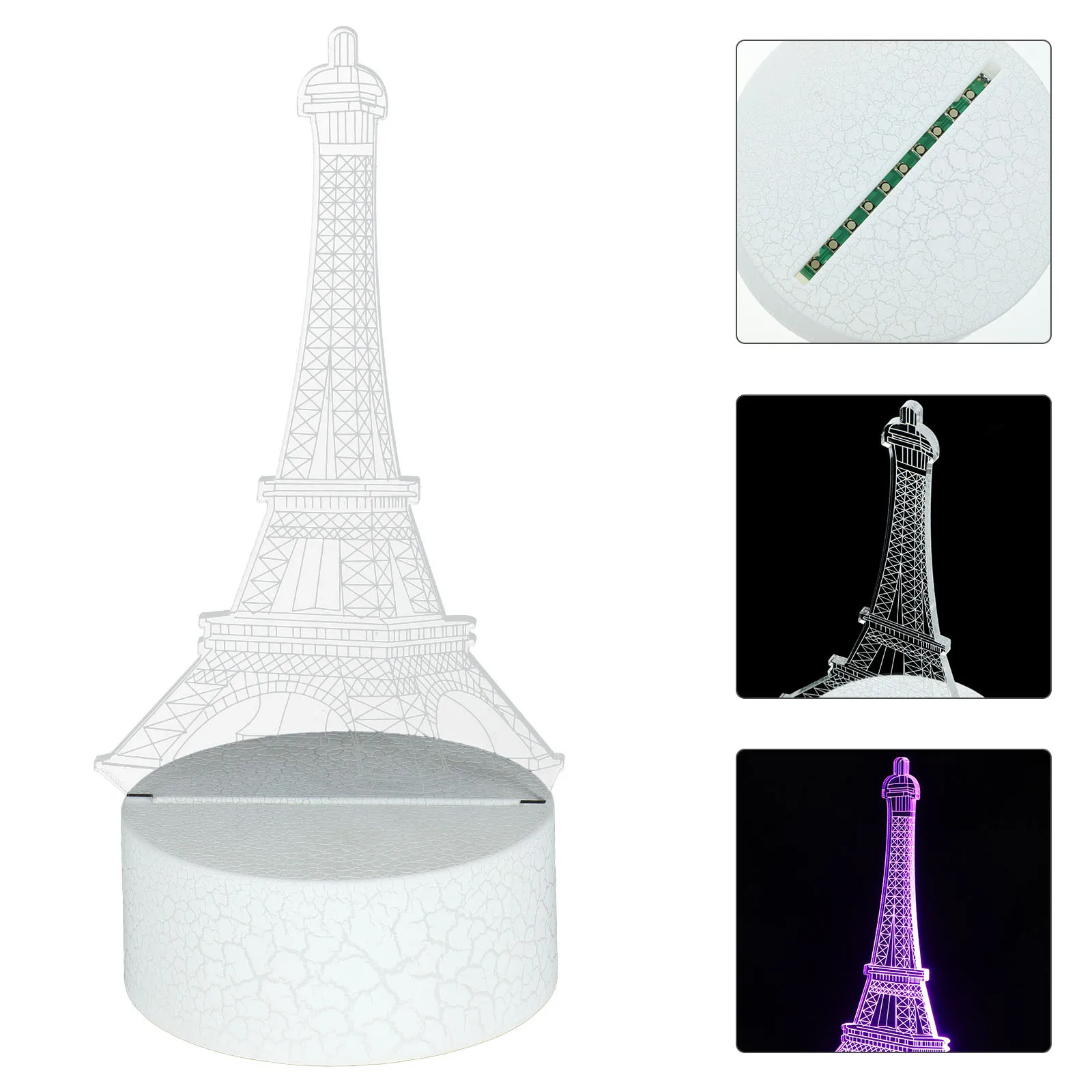 

1 Set Of 3D Night Light Eiffel Tower Usb Dimmable Led Acrylic Lamp For Kids Bedroom Living Room Bar Decor Gift