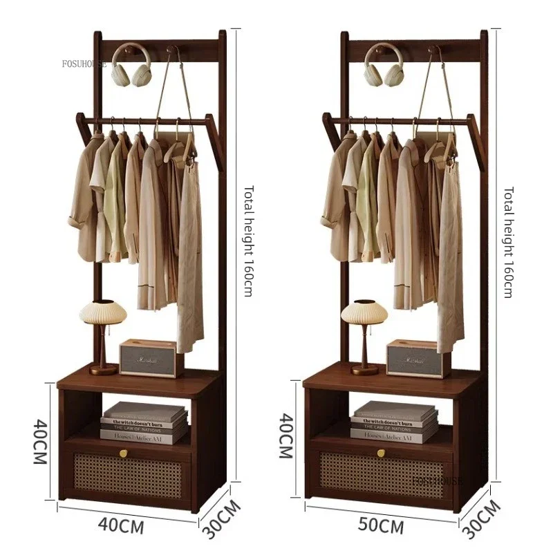 Nordic Floor-Standing Nightstands with Clothes Rack High-end Night Table Modern Bedside Table Light Luxury Bedroom Furniture