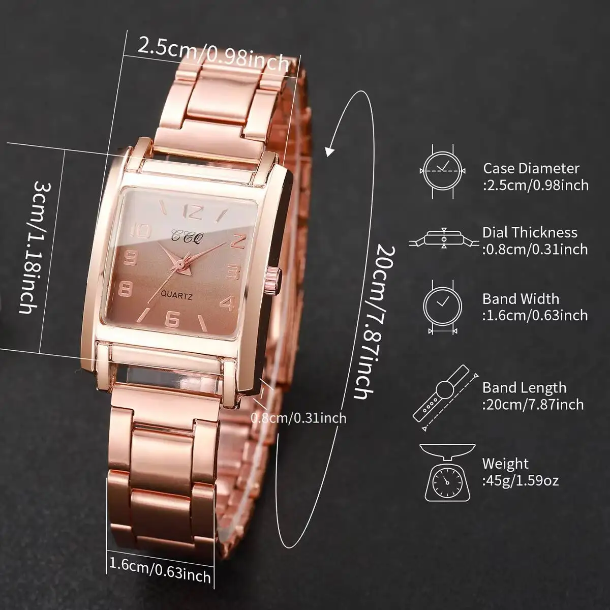 ساعات نسائية مربعة أنيقة كاجوال بمينا عربي كوارتز ساعة يد Reloj Mujer ساعة هدية للبنات (بدون صندوق)