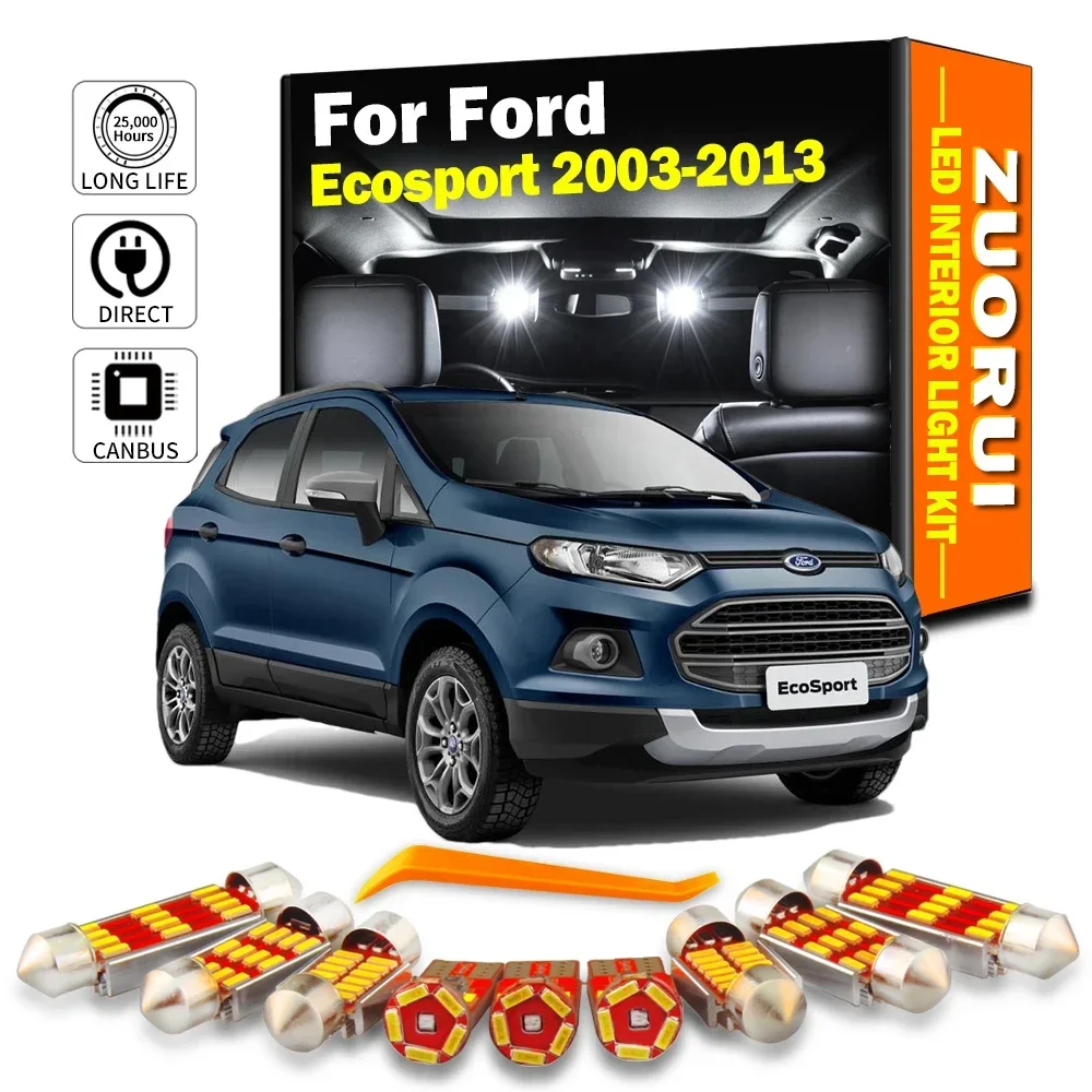 

10Pcs LED Interior Map Dome Trunk Light Kit Canbus For Ford Ecosport 2003-2007 2008 2009 2010 2011 2012 2013 Car Accessories