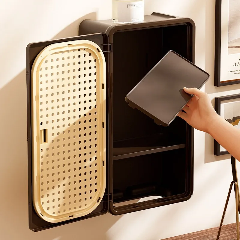 Rattan Wall-mounted Storage Box, Storage Flat Open Dustproof Multi-functional Rack
