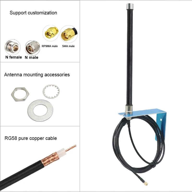 Dual Band 2.4G 5.8G 15dbi Long Range Outdoor Helium Miner WiFi WLAN  Aerial Fiberglass Omni IP67 Waterproof Antenna With Bracket