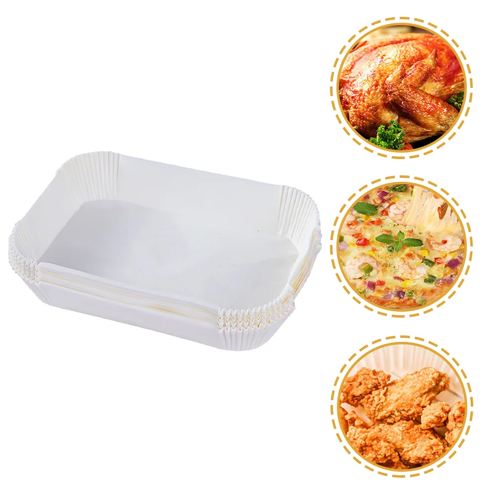 

50 Pcs Air Fryer Paper Heat-resistant Parchment Food Baking Tray Liner Supplies Airfryer