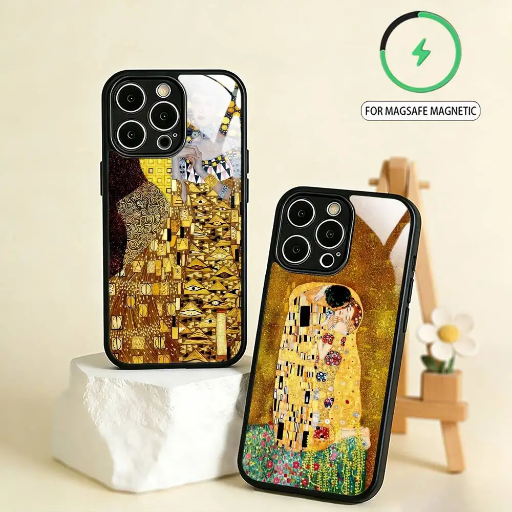 

Gustav Klimt Paintings Art Phone Case For iPhone17,16,15,14,13,12,11 Plus,Pro Max Magnetic For Magsafe Wireless Charging