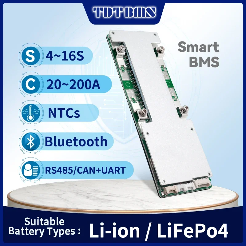 

TDT Smart BMS LiFePo4 3S 4S 12V 7S 8S 24V 10S 36V 13S 16S 60V 50A 100A 150A 200A Liion Battery Pack support Bluetooth & IOS app