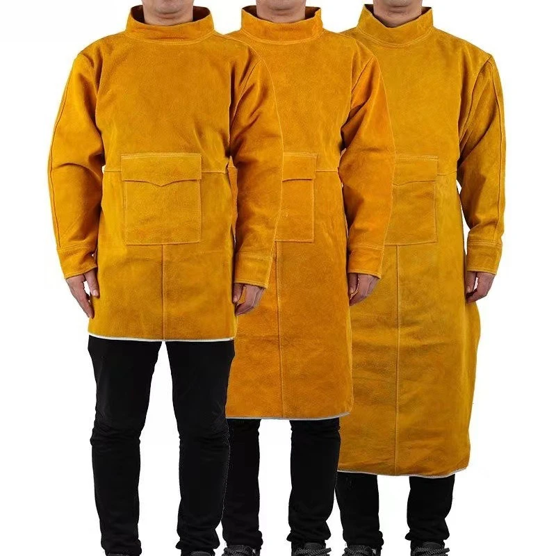 Leather Suede Electric Welding Protective Suit Anti-fire Scald Proof Flame Retardant Heat Insulation Clothing Work Apron