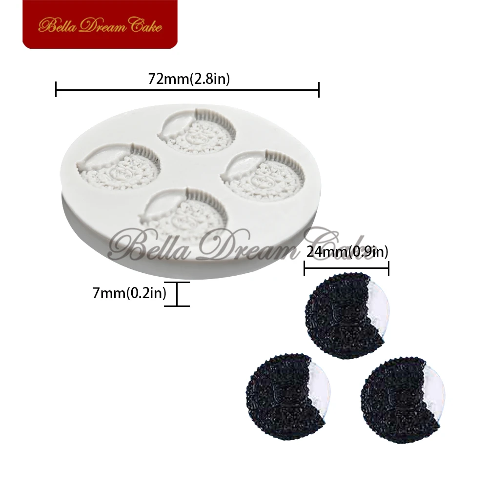 3D Mini Cream-filled Cookies Design Silicone Mold Biscuit Fondant Chocolate Mould DIY Clay Model Cake Decorating Tools Bakeware