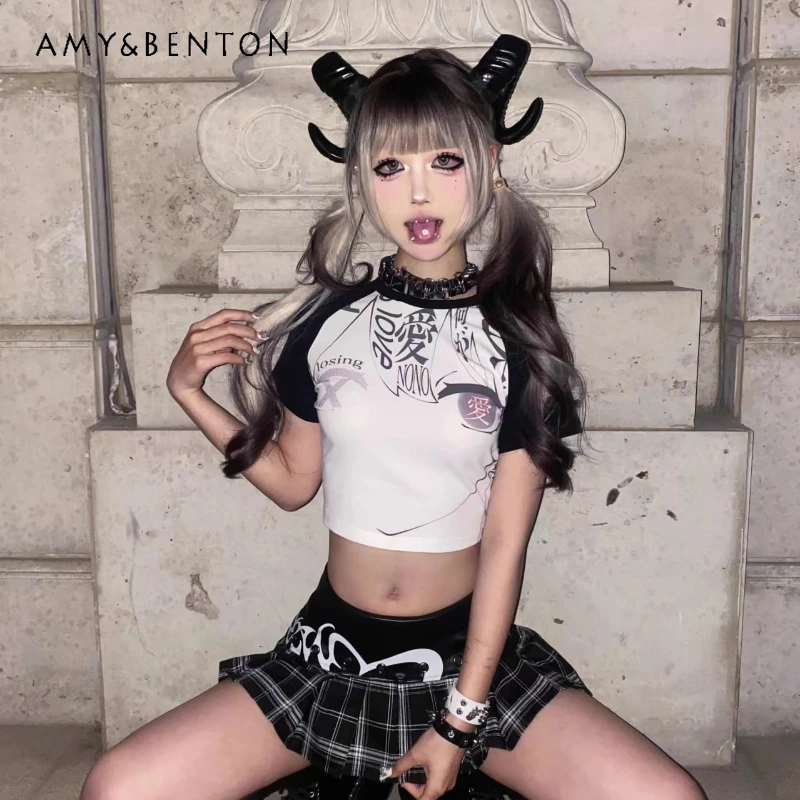 

Original Design Anime Sweet Cool Hot Girl Sexy Women's T-Shirt Summer Subculture Y2K Pure Cotton Short Sleeve T-Shirts Ladies