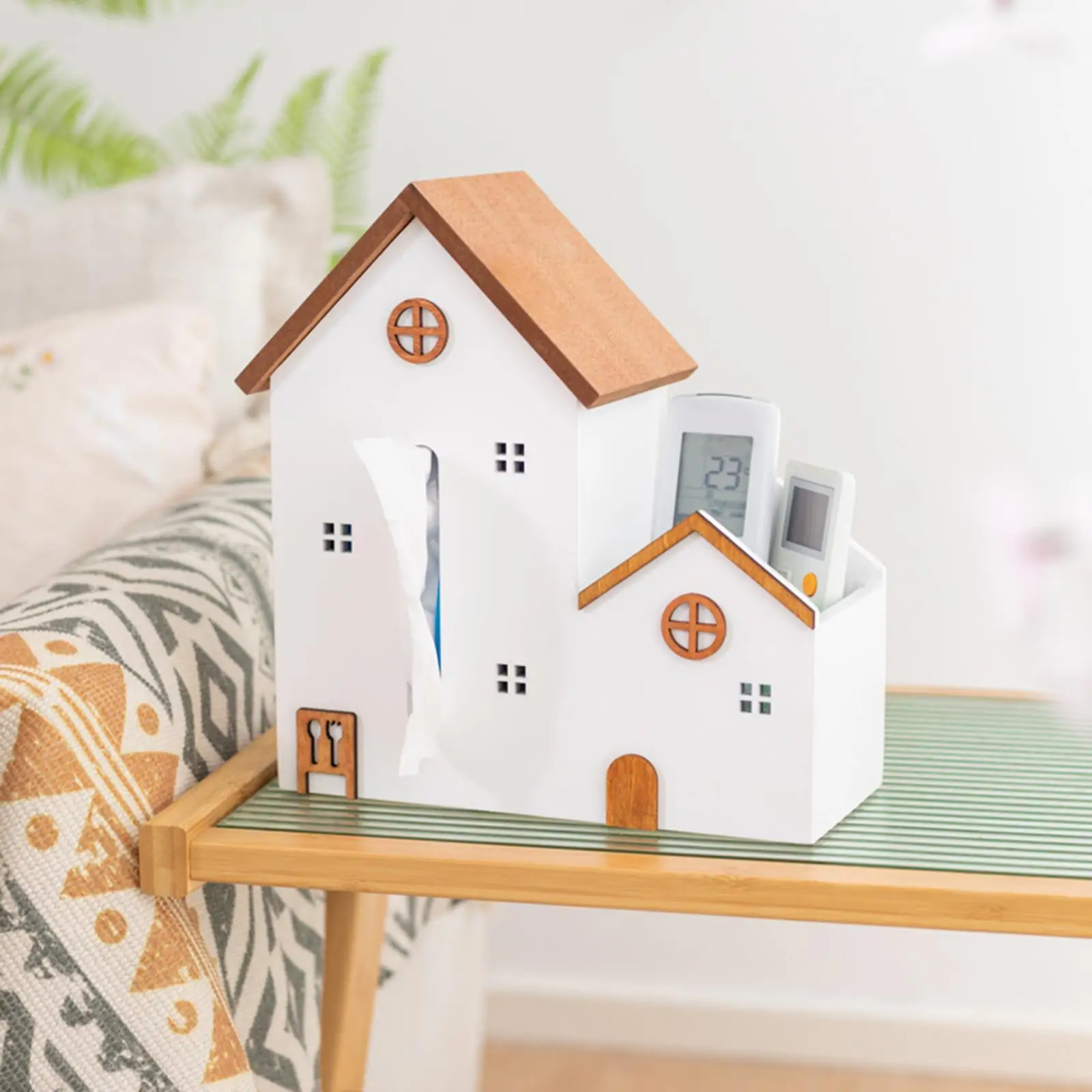 House Statue Home Decor Tissue Box Cover for Countertop Drawing Room Bar