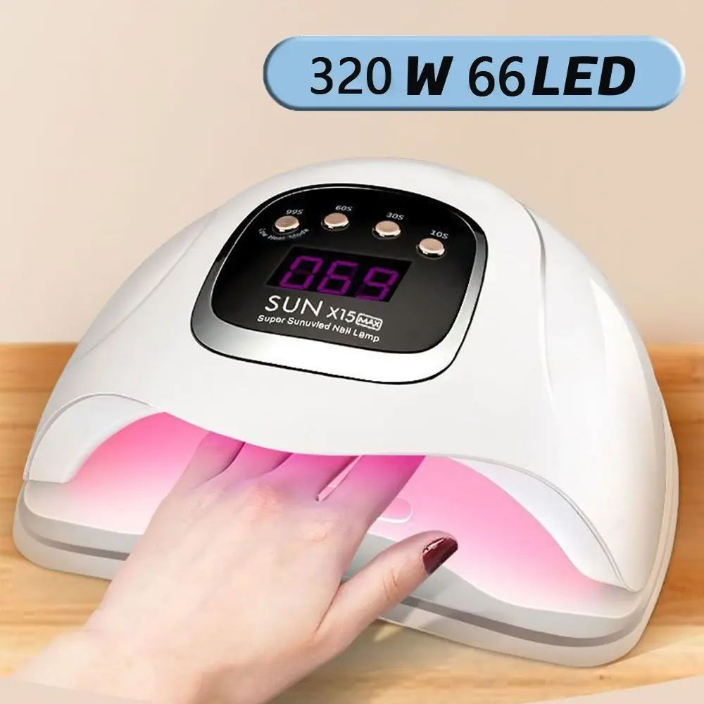 SUNX15MAX 320W เจลเครื่องเป่าเล็บดิจิตอลจอแสดงผล 66 UV LED UV LED เครื่องเป่าเล็บ 10sec เจลสีเครื่องเป่าผมใช้ในบ้าน