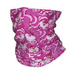 Custom Cheshire Cat Cartoon Neck Gaiter Men Women UV Protection Winter  Bandana Scarf for Hiking