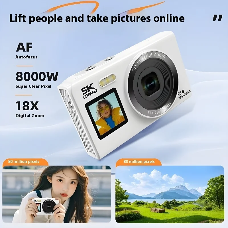 

Digital Camera 5K 80MP HD Wifi Portable Dual Screen Selfie Video Recorder For Photography For Adult Student