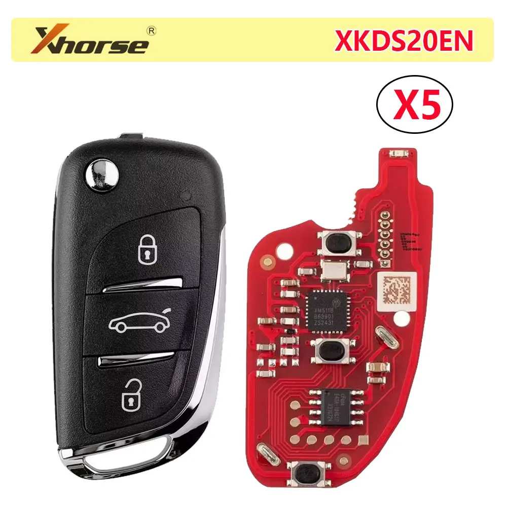 5pcs Xhorse XKDS20EN Wire Remote Key 2nd Generation for DS Style 3 Buttons Car Remote Key for VVDI2 Key Tool English Version