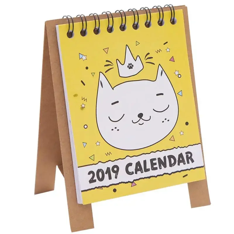 

New Year's Cat DIY Cartoon Mini Desktop Paper Calendar Daily Scheduler Schedule Notepad