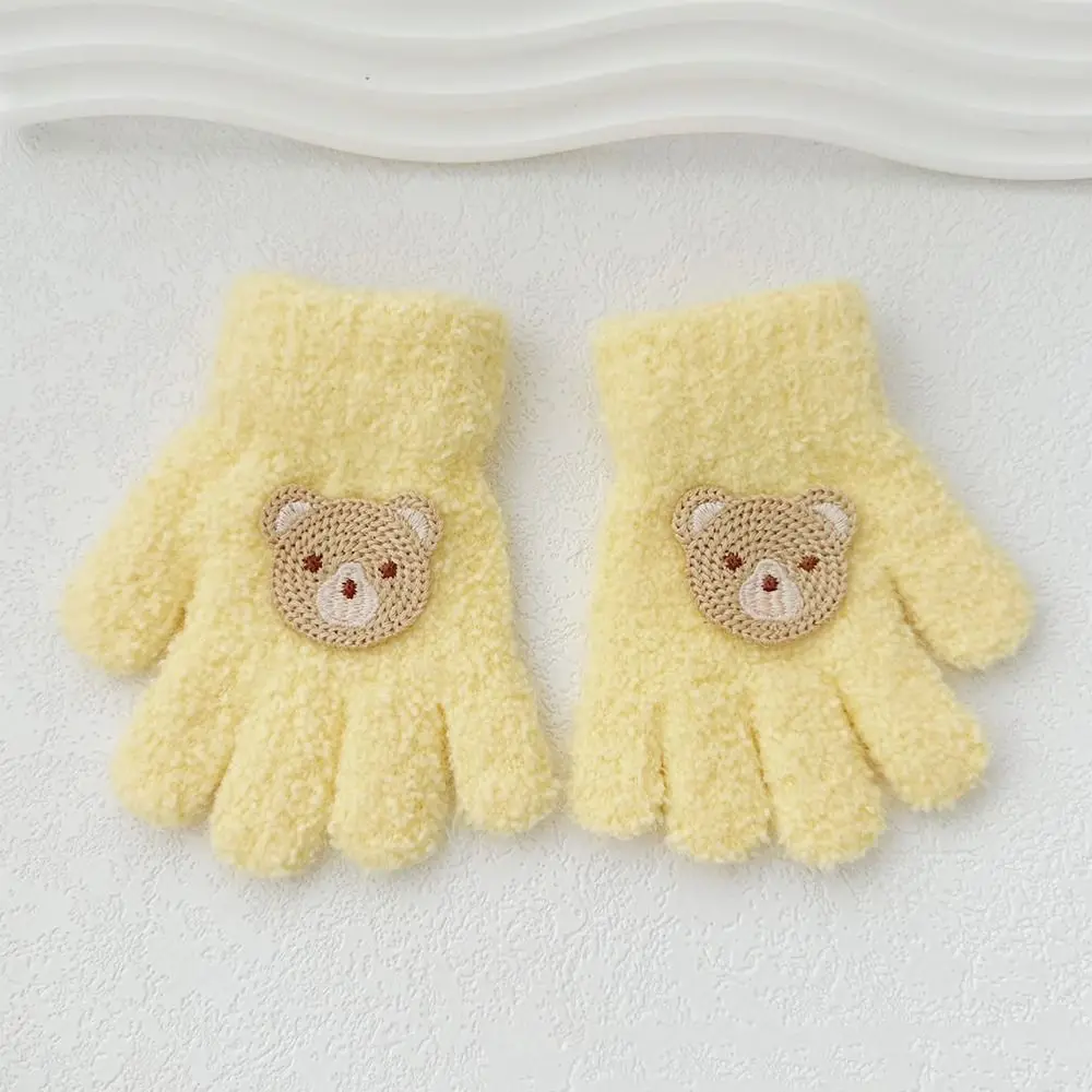 

Autumn Bear Baby Fluffy Gloves Flower Korean Style Cartoon Pattern Gloves Rabbit Full Finger Knitted Mittens Kids