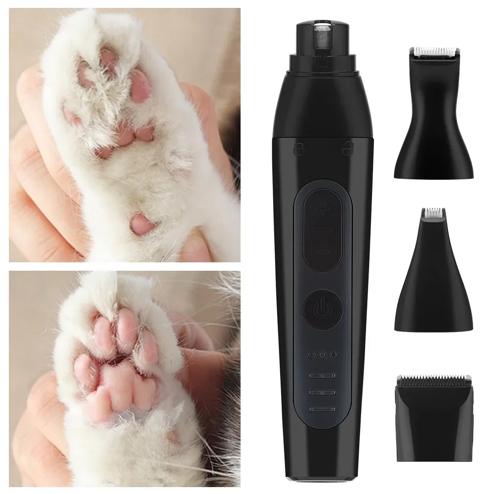 4-in-1 Pet Hair Remover Electric Dog Hair Clipper + Nail Grinder Grooming Trimmer | Professional for Dogs Cats | USB Rechargeabl