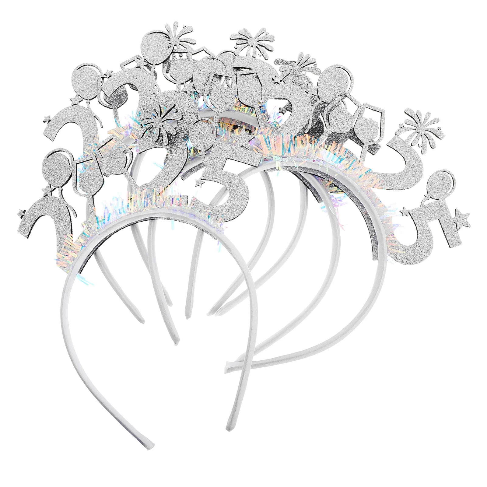 

5Pcs 2025 New Years Eve Hair Hoops Party Headbands Decorative Accessories Festival Photo Props New Years Eve Headband
