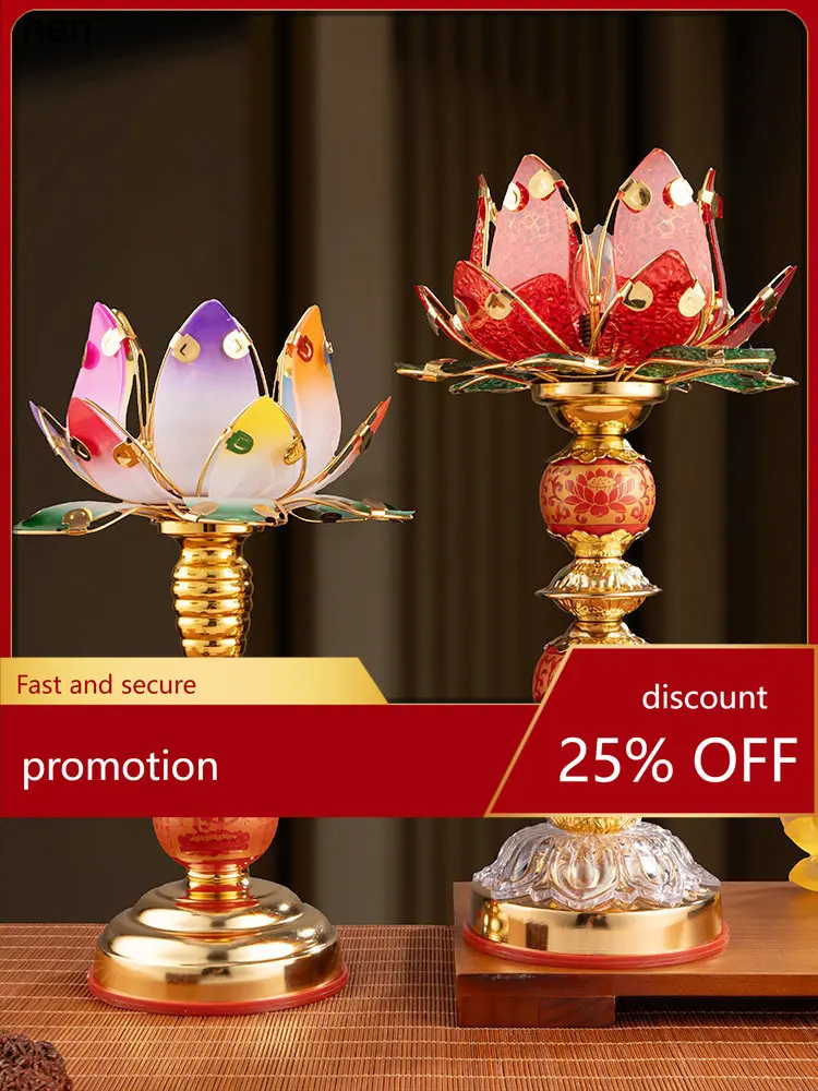 

Cz lotus buddha hall alloy buddha offering lotus ornament guanyin bodhisattva everlasting decoration ornament