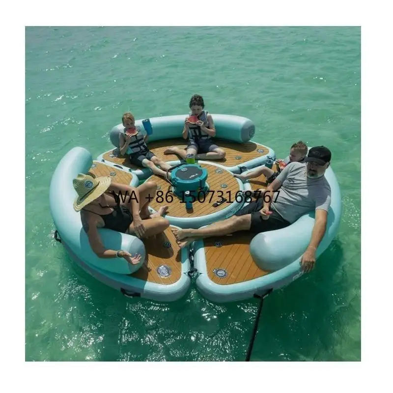 

Inflatable Floating Island Bar Platform With Tent Canopy For Pool Lake Sea Party Recreation Custom Pvc Ski Large Raft Dock Sofa