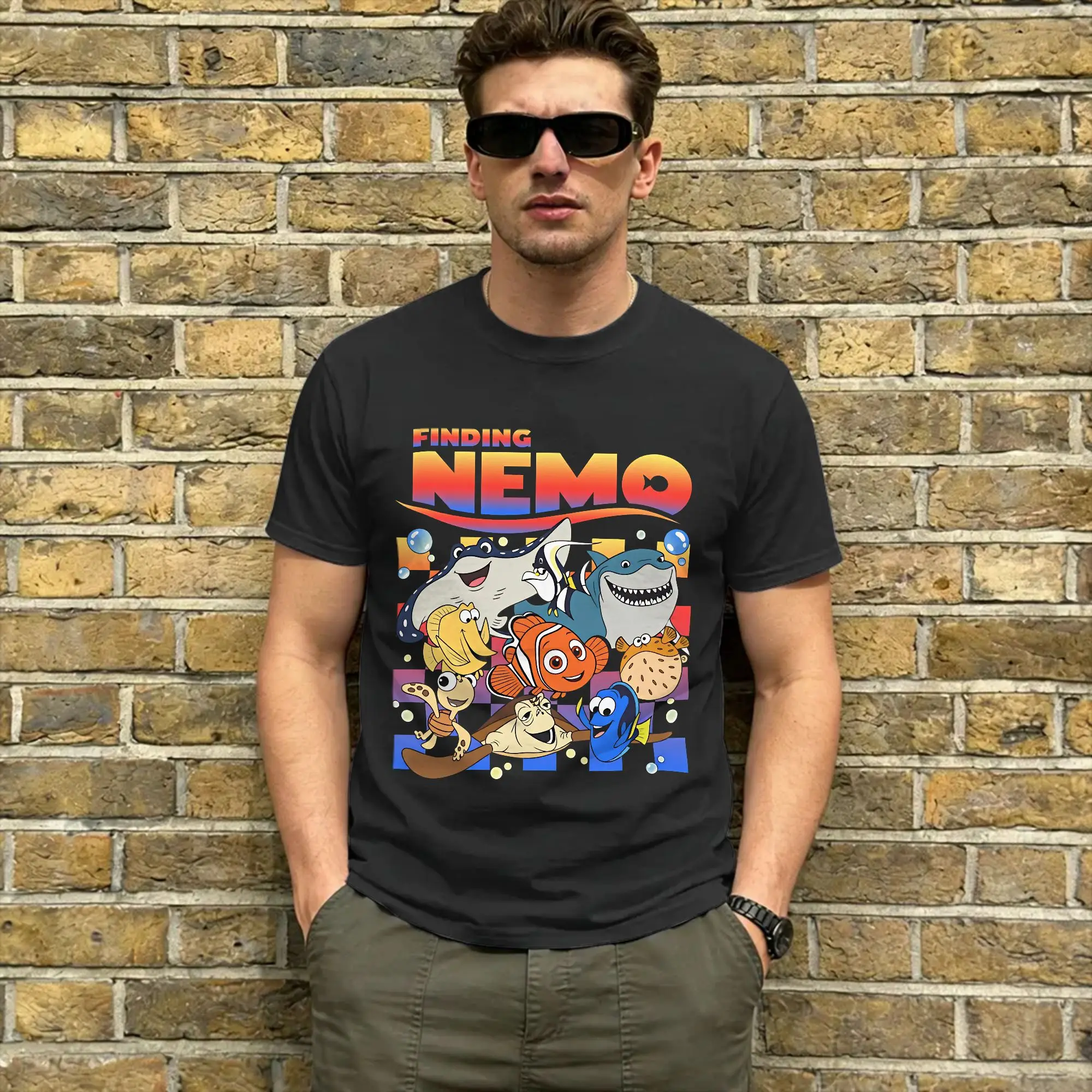 Findings Nemo Character T-Shirt Summer  100 Cotton T-Shirts For Man Harajuku Printed Tshirt Short-Sleeved Streetwear Top Tees
