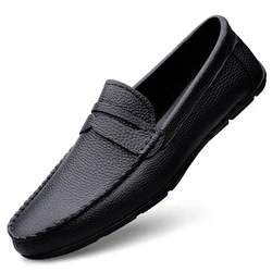 Men Loafers Shoes Genuine Leather Italian Style Slip On Moccasins 2024 Soft Casual Flat Driving Mocassin Homme Mocasines Hombre