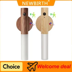 Creative Intelligent Auto Sensor LED Rechargeable Magnetic Night Light Wood Wall Light Kitchen Cabinet Light Lamp