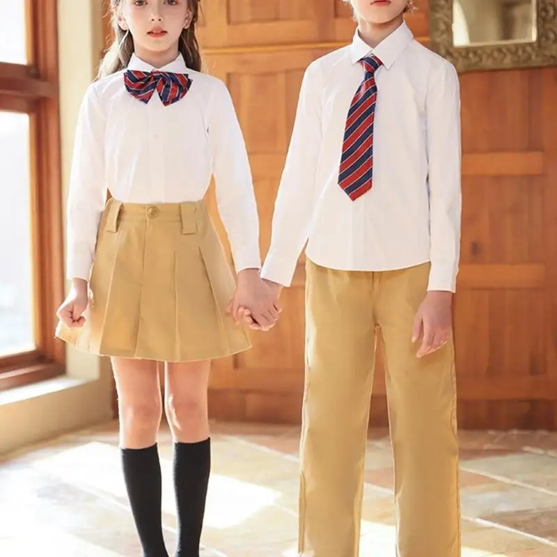 2026 New Girls Button Down Shirt Kids Long Sleeve Uniform Blouse Tops for Children Comfortable Blouses Easy To Wash And Maintain