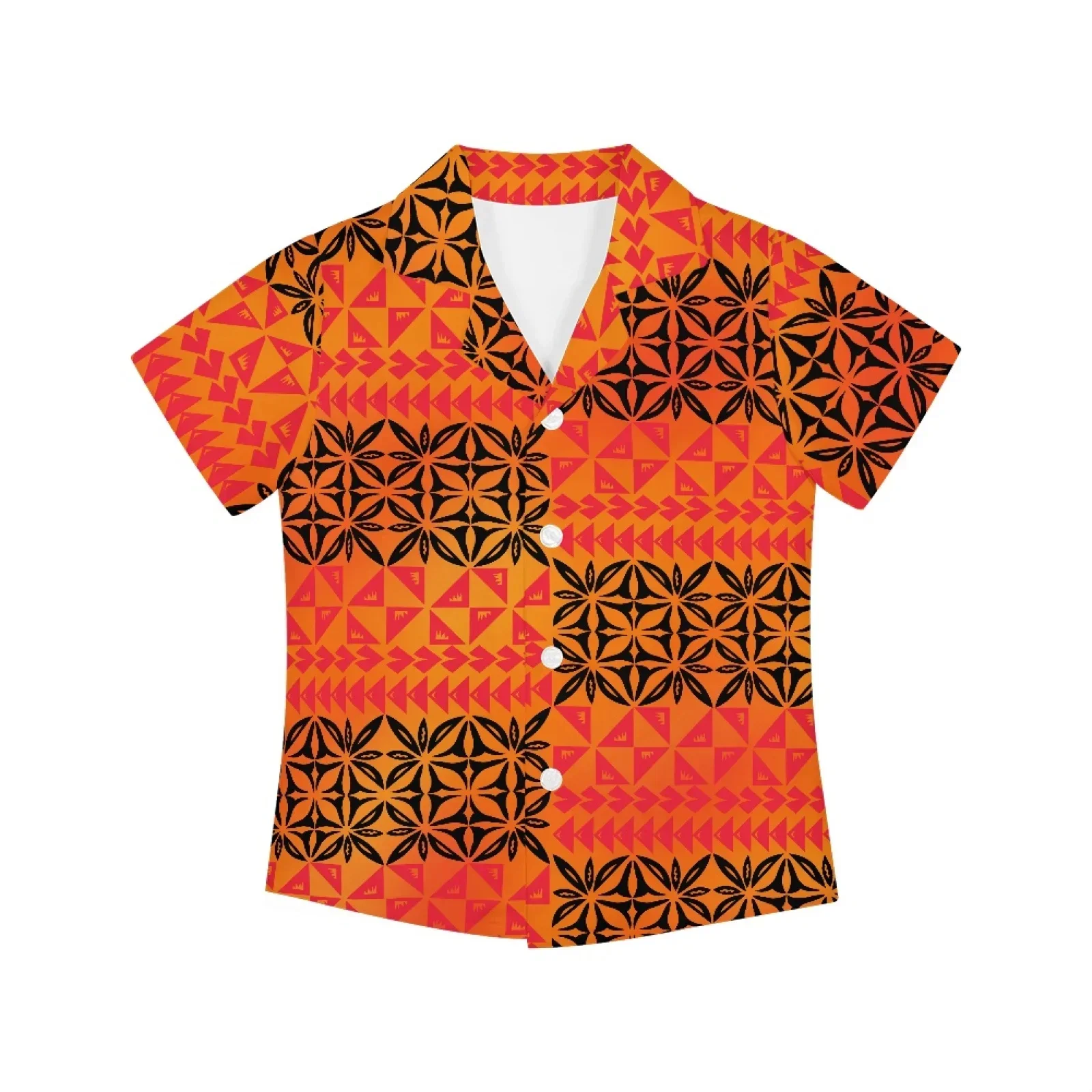 Polynesian Tribal Fijian Totem Tattoo Fiji Prints Hot Sale Children Shirts Fashion Short-sleeved Boys Shirts For Kids Blouses