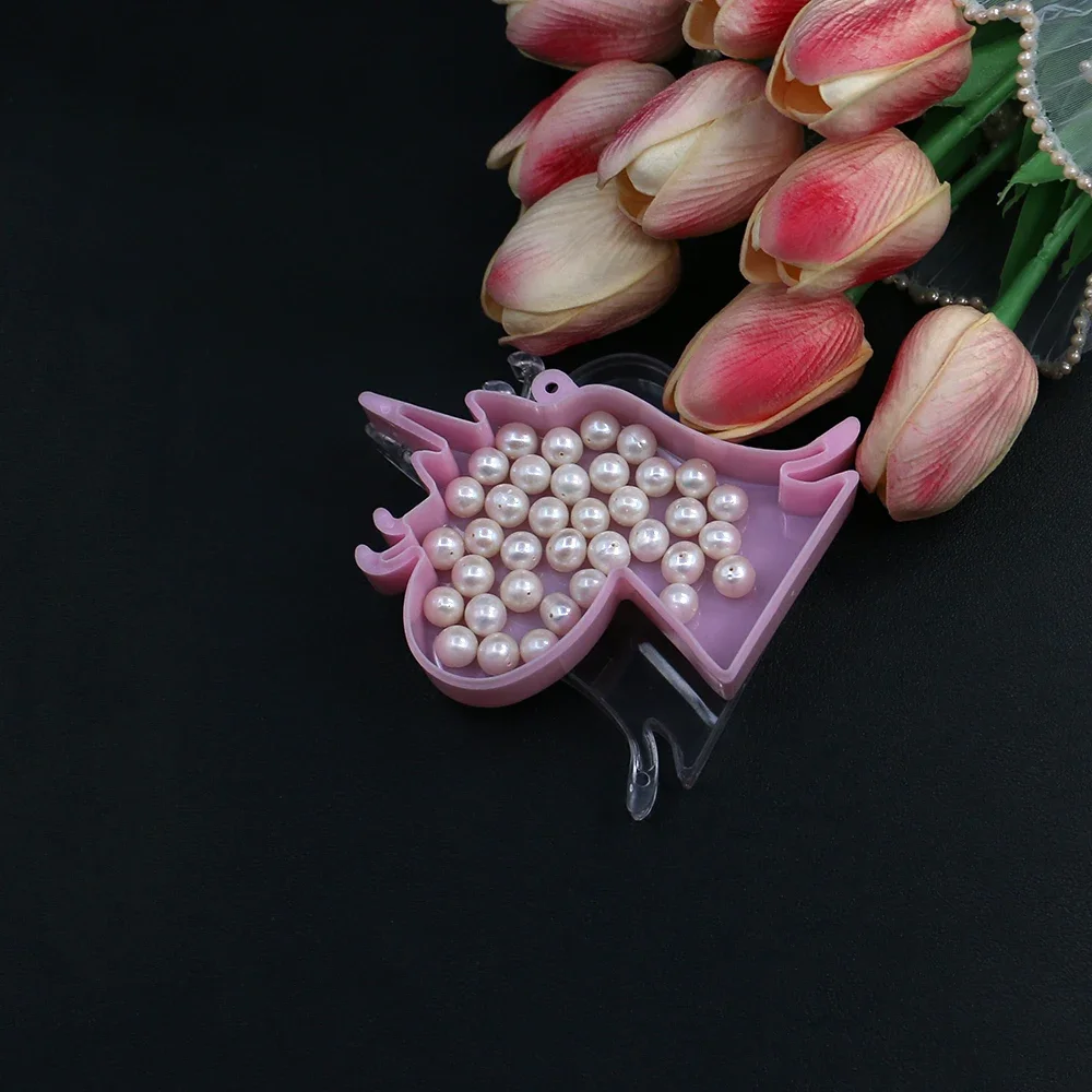 

Креативная розовая пластиковая шкатулка для драгоценностей с мультяшным единорогом, сделай сам, аксессуар для бисера, настольный органайзер для хранения, коробка 74x108 мм